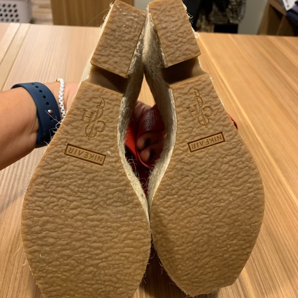 Cole Haan red espadrille wedge sandal 7 - Picture 8 of 8